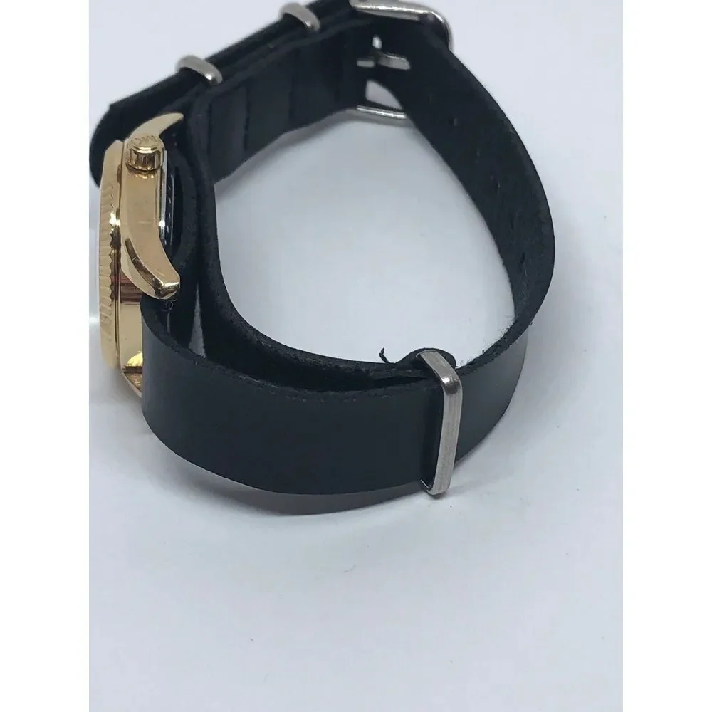 Michael Kors MK3284 Womens Black Leather Analog Dial Watch With Custom Band DV98
